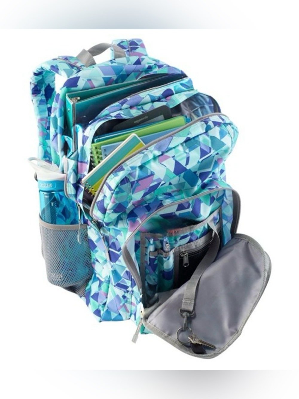 L.L.Bean Deluxe Backpack W/Mesh Pocket Zip- in pattern "Fresh Mint Prism" - Picture 13 of 13